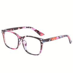 Clear Lens Glasses Square Frame Metal Decorative Glasses