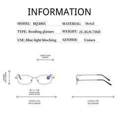 Metal Round Frame Reading Glasses Light Blocking Lens Unisex