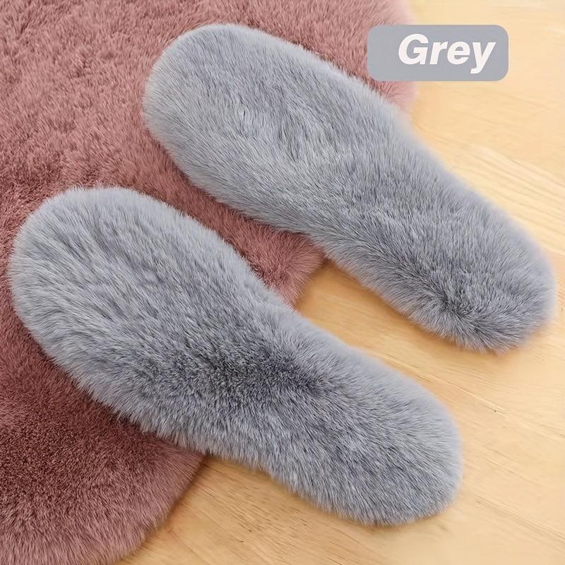 Fluffy Self Heated Thermal Insoles Thicken Rabbit Fur Soft & Comfy Sport Insoles