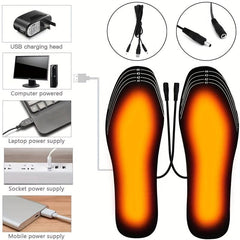 Heated Insoles USB Rechargeable Foot Warmers for Men Women Winter Skiing Fishing