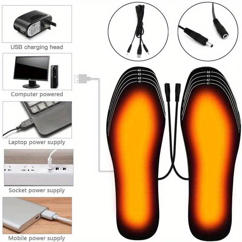 Heated Insoles USB Rechargeable Foot Warmers for Men Women Winter Skiing Fishing