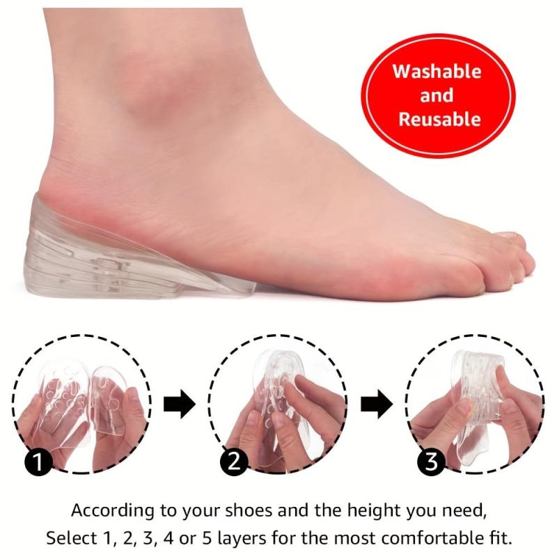 Adjustable 5 Layer Height Increase Insoles Gel Heel Lift Inserts