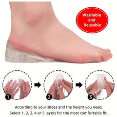 Adjustable 5 Layer Height Increase Insoles Gel Heel Lift Inserts