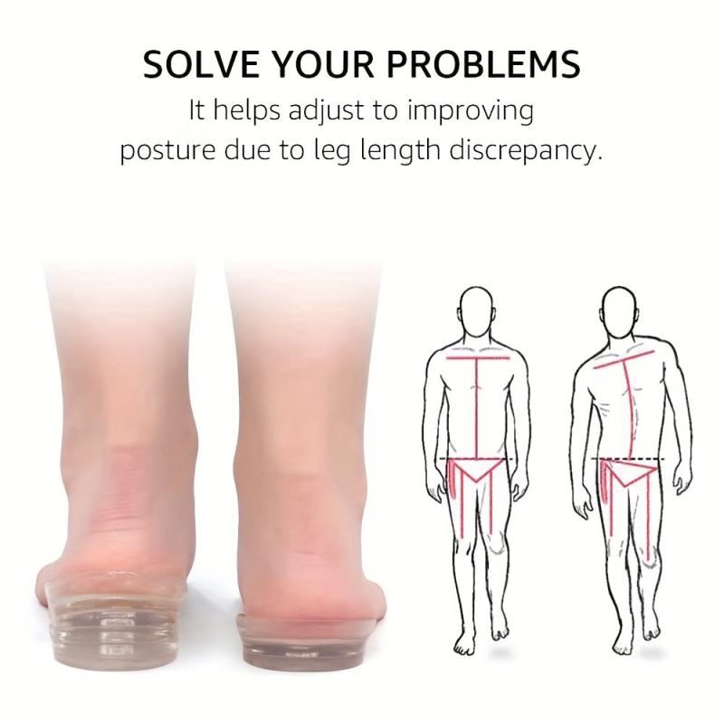 Adjustable 5 Layer Height Increase Insoles Gel Heel Lift Inserts
