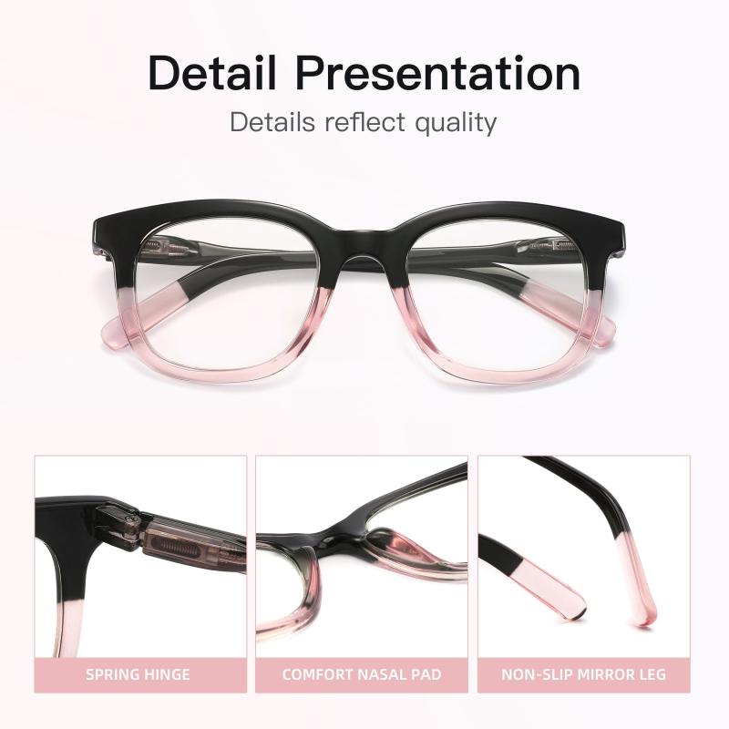 4Pack Reading Glasses Light Blocking Square Computer Readers For Women & Men