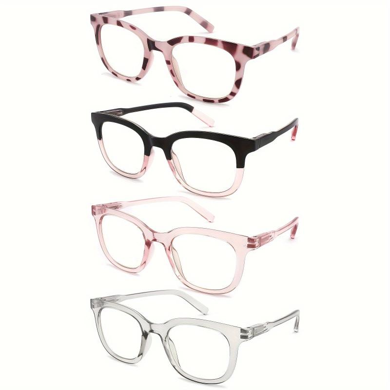 4Pack Reading Glasses Light Blocking Square Computer Readers For Women & Men