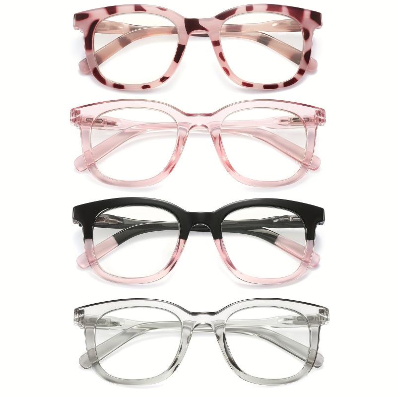 4Pack Reading Glasses Light Blocking Square Computer Readers For Women & Men