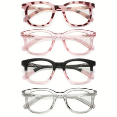 4Pack Reading Glasses Light Blocking Square Computer Readers For Women & Men