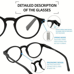 Retro Light Blocking Reading Glasses UV Filter Computer Eyeglasses Round Shape