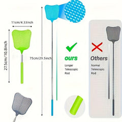 Retractable Stainless Steel Fly Swatter TPR Handle Manual Mosquito Repellent