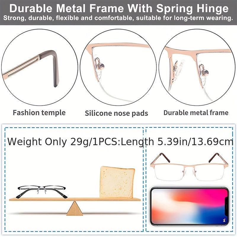 Light Blocking Reading Glasses for Men and Women - Metal Frame