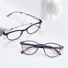 4Pack Round Frame Reader Glasses Light Blocking Spring Hinge Vintage Eyeglasses
