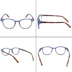 4Pack Round Frame Reader Glasses Light Blocking Spring Hinge Vintage Eyeglasses