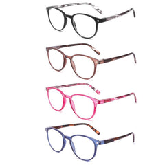 4Pack Round Frame Reader Glasses Light Blocking Spring Hinge Vintage Eyeglasses
