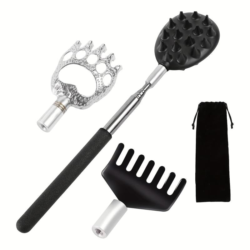 3pcs Telescopic Back Scratcher with 3 Detachable Heads