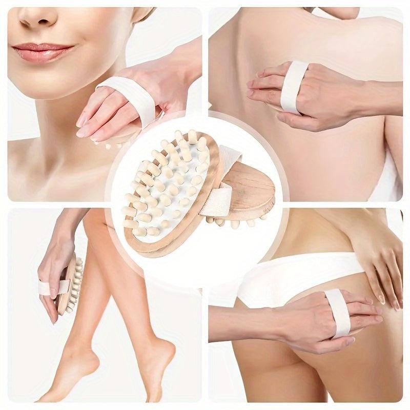 Wooden Hand Held Massager Natural Wood Head Scalp Massage Tool