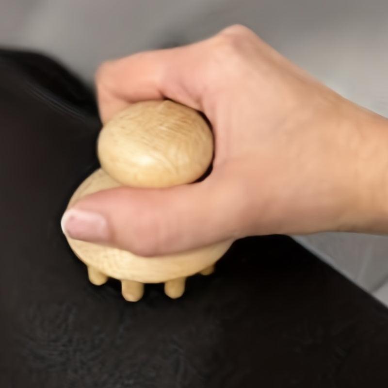 Wood Mushroom Shape Manual Massager Full Body Use