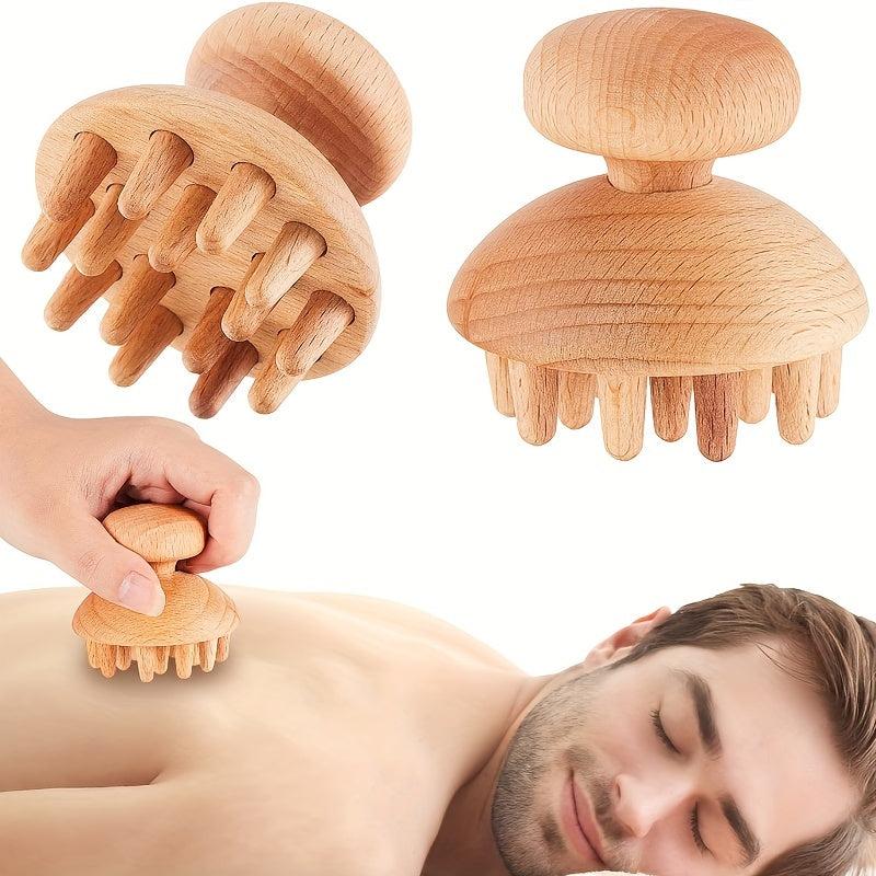 Wood Mushroom Shape Manual Massager Full Body Use