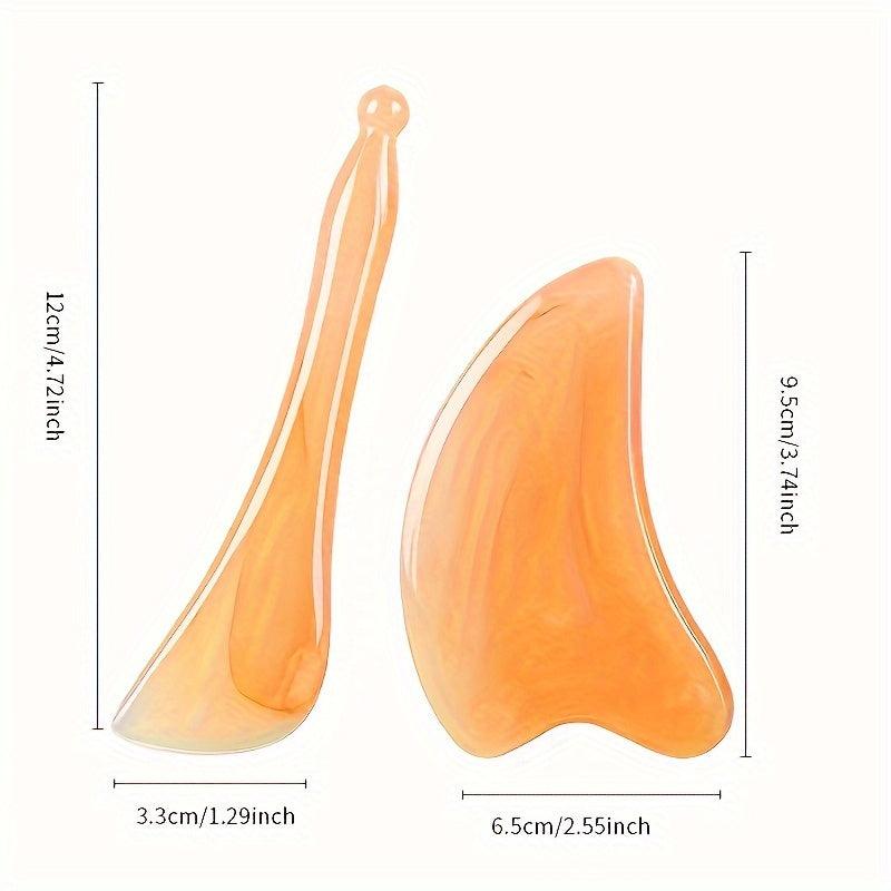Traditional Chinese Facial Massage Tool With Faux OX Horn Gua Sha Board