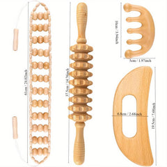 Wood Massage Tools 4-In-1 Muscle Massager Body Sculpting