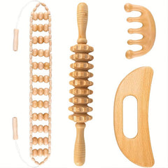 Wood Massage Tools 4-In-1 Muscle Massager Body Sculpting