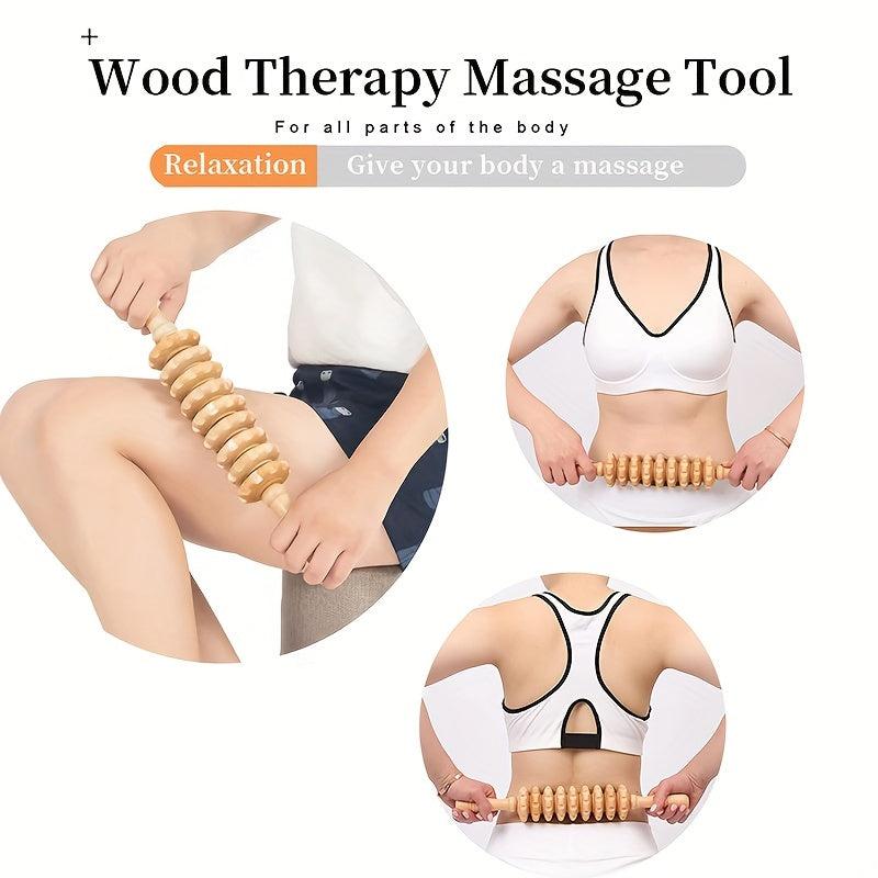 4pcs Handheld Wood Roller Massage Tool for Muscle Relief