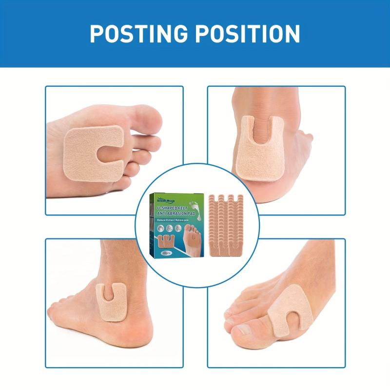 48pcs U Shaped Felt Callus Pads Metatarsal Foot Pads Insert Pads