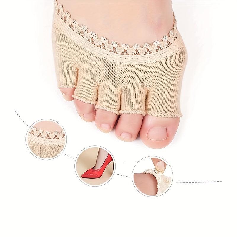 Open Five Toes Socks Forefoot Pads Anti Slip Peep Toe Half Socks