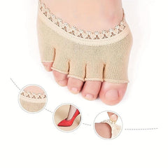 Open Five Toes Socks Forefoot Pads Anti Slip Peep Toe Half Socks