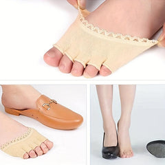 Open Five Toes Socks Forefoot Pads Anti Slip Peep Toe Half Socks