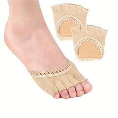 Open Five Toes Socks Forefoot Pads Anti Slip Peep Toe Half Socks