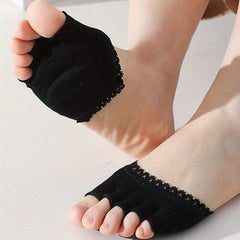 Open Five Toes Socks Forefoot Pads Anti Slip Peep Toe Half Socks