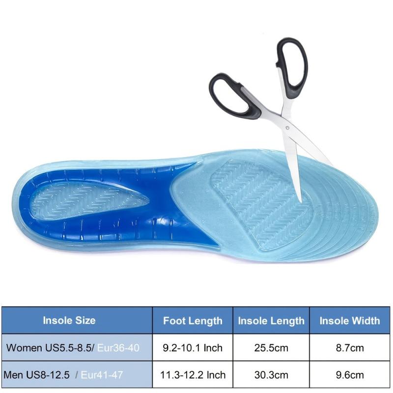 Women's Gel Insoles Walking Running Hiking Inserts Cushion Soles Arch Support