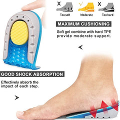 Gel Height Increase Insoles Heel Cushion Pads for Men & Women