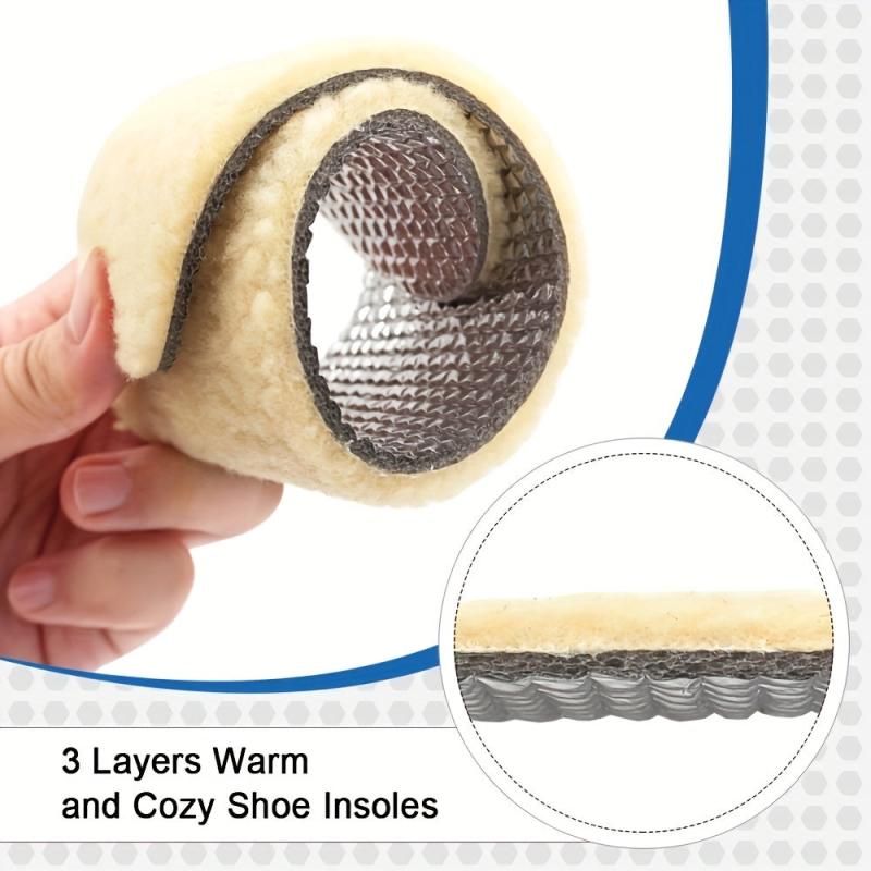 Warm Wool Insoles Soft & Comfortable Fluffy Feet Unisex Adult