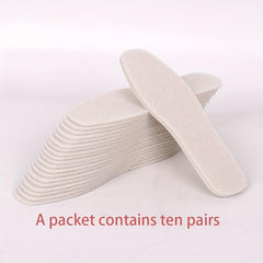 10 Pairs Thick Felt Insoles for Winter Warmth & Comfort