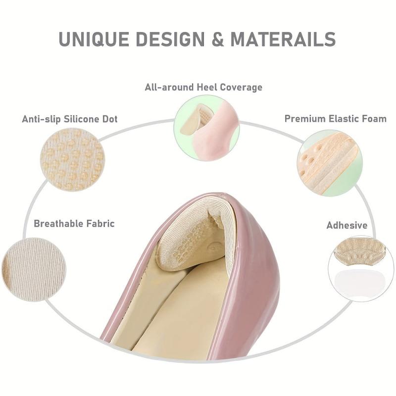 3 Pairs Anti-slip Heel Grips & Liners - Adhesive Back Of Heel Cushion Inserts