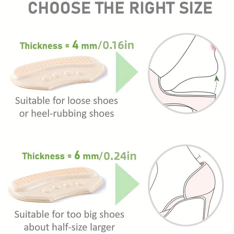 3 Pairs Anti-slip Heel Grips & Liners - Adhesive Back Of Heel Cushion Inserts