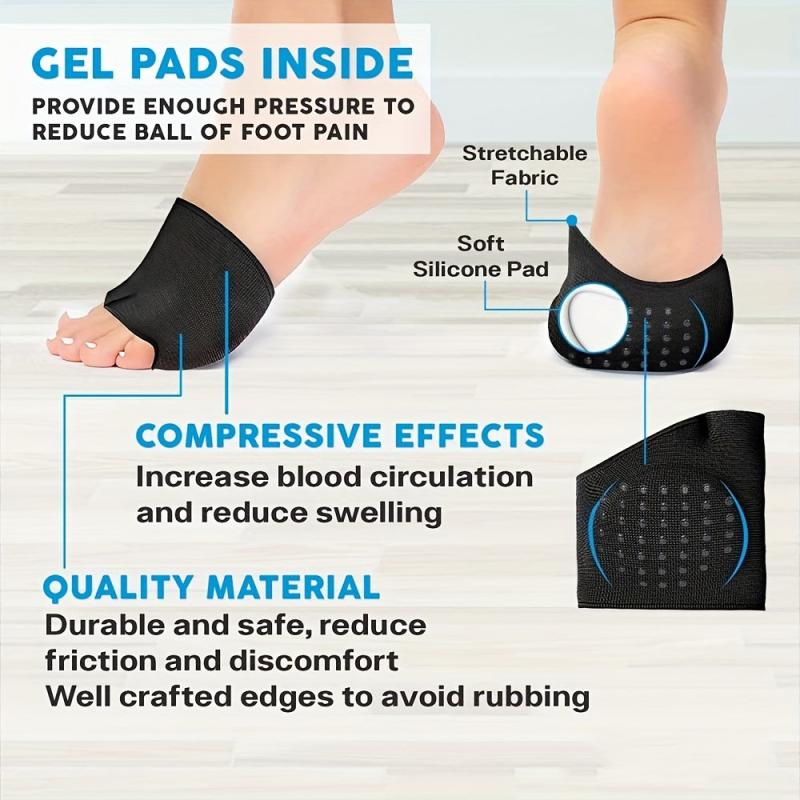 Metatarsal Sleeve Pads Gel Ball of Foot Cushions & Compression Fabric