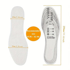 2pcs Double Pack Felt Insoles Warm Winter Sweat absorbent Breathable Soft