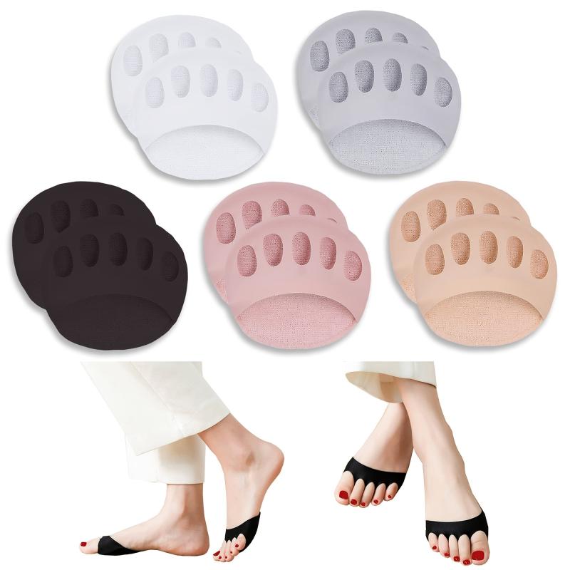 5 Pairs Foot Cushions Honeycomb Fabric Metatarsal Pads Invisible Socks Pads
