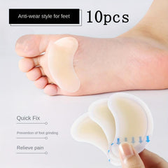 10pcs Half Size Invisible Gel Heel Stickers for Women's Shoes