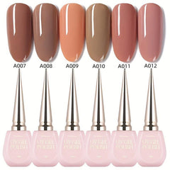 6pcs Nude & Pink Gel Nail Polish Set Alcohol Fragrance for Fall Winter