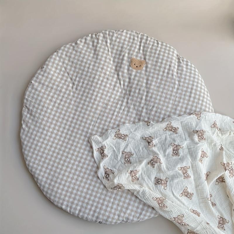 Cotton Bear Plaid Baby Round Mattress Floor Mat