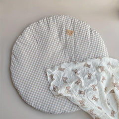 Cotton Bear Plaid Baby Round Mattress Floor Mat