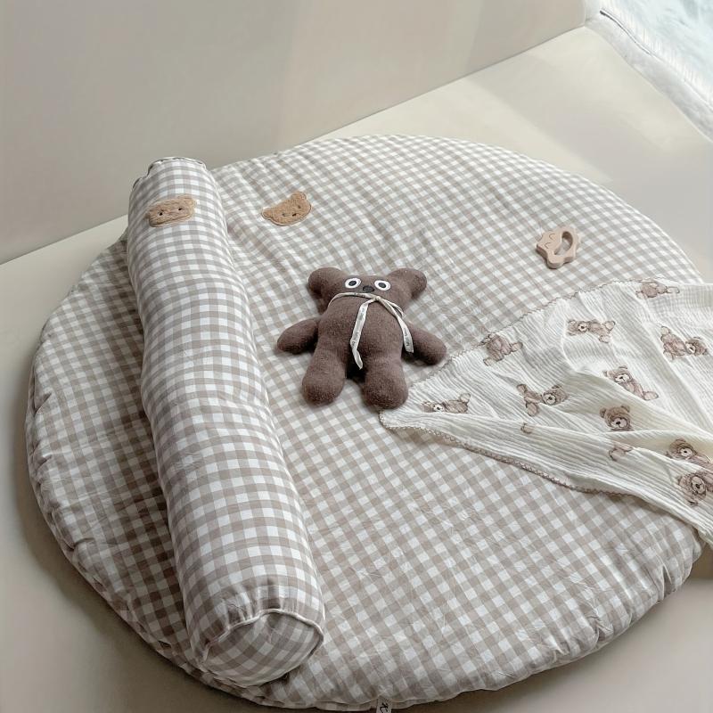 Cotton Bear Plaid Baby Round Mattress Floor Mat