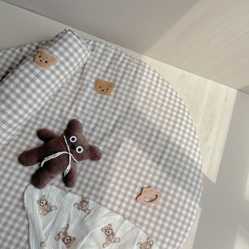 Cotton Bear Plaid Baby Round Mattress Floor Mat