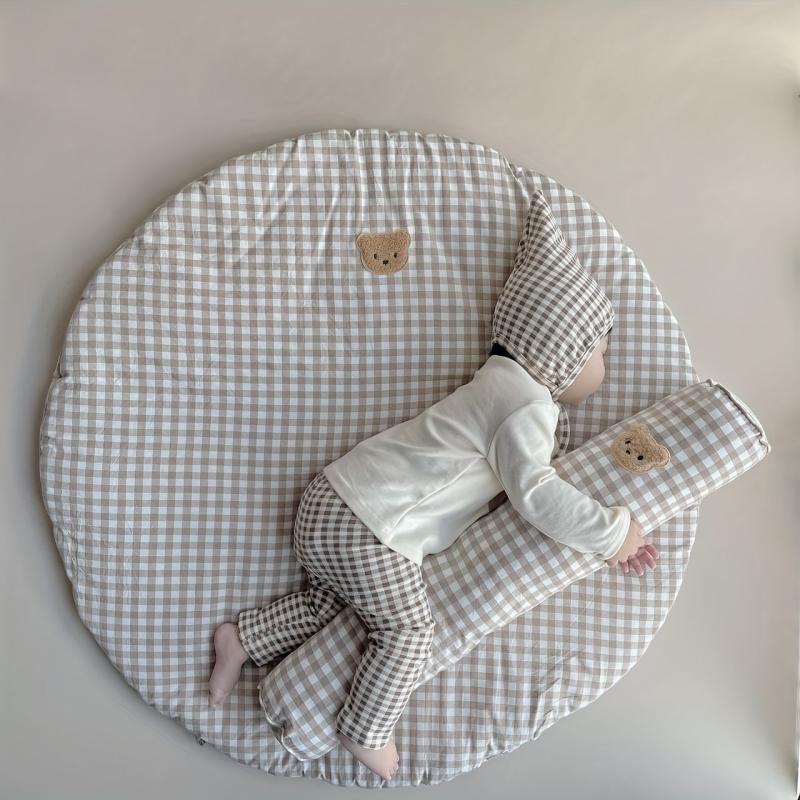 Cotton Bear Plaid Baby Round Mattress Floor Mat
