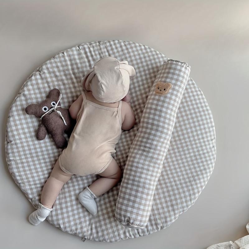 Cotton Bear Plaid Baby Round Mattress Floor Mat