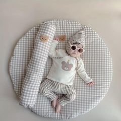 Cotton Bear Plaid Baby Round Mattress Floor Mat